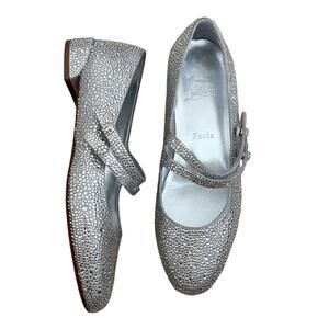 Christian Louboutin Sweet Jane Strass Rhinestone Mary Jane Flats Size EU 37.5
